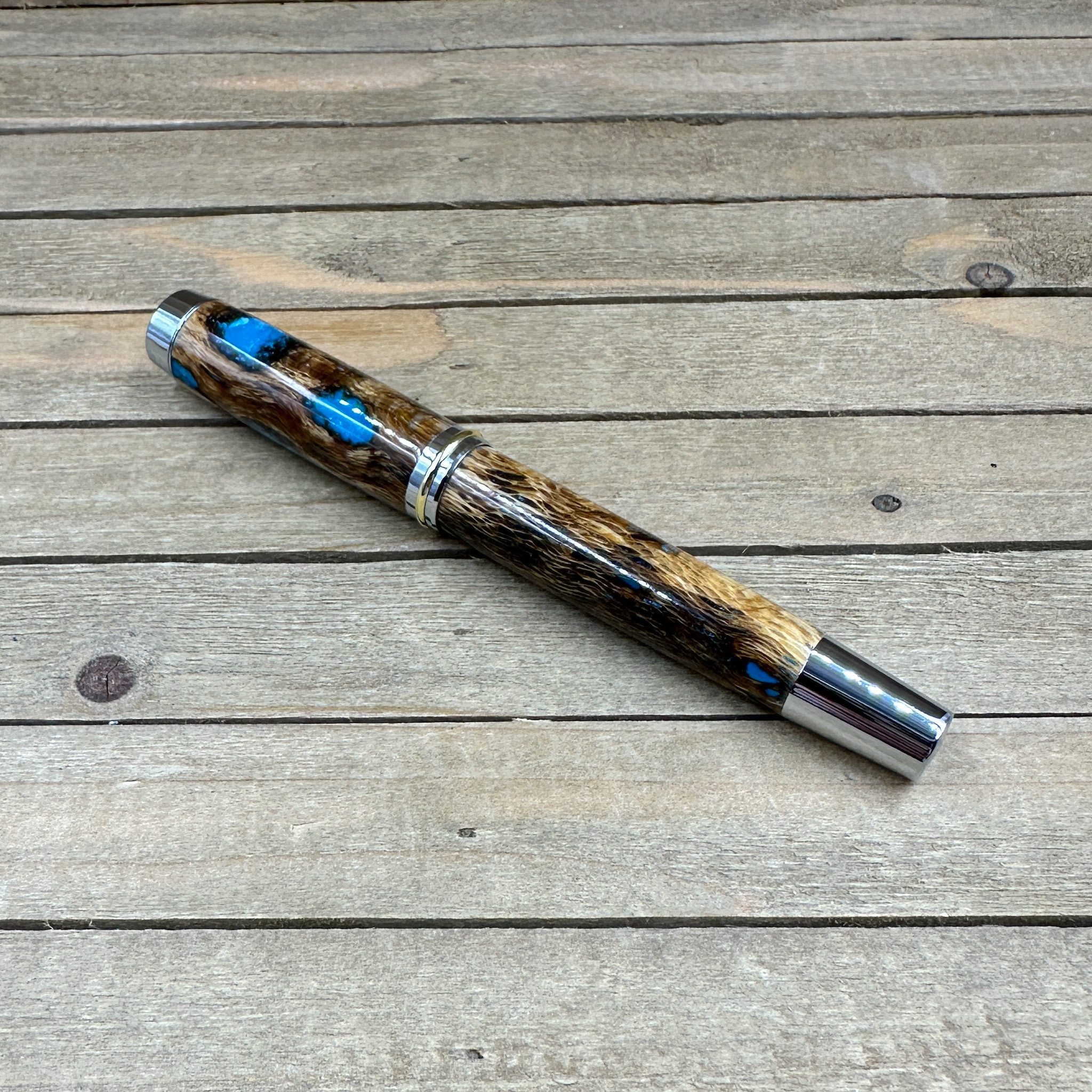 Large Gentleman style rollerball pen made with cholla cactus skeleton and turquoise resin  Large Gentleman style rollerball pen made with cholla cactus skeleton and turquoise resin