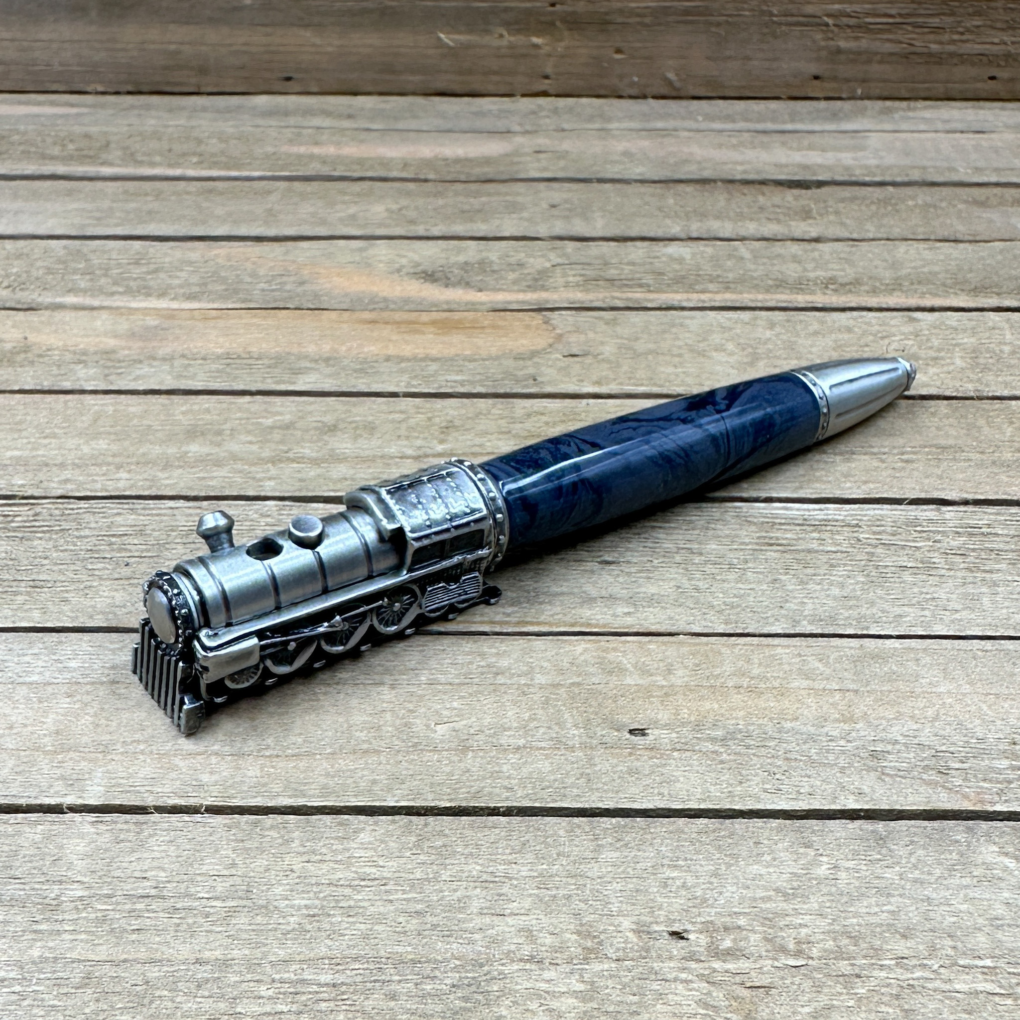antique pewter and slate colored resin locomotive ballpoint pen antique pewter and slate colored resin locomotive ballpoint pen